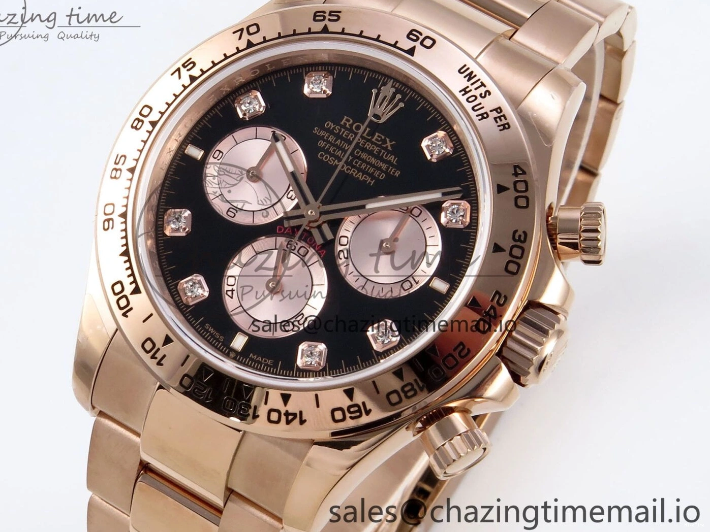 MiroTime 0215 EyeCatching Daytona 126505 QF 1:1 Best Edition Black RG Diamonds Dial on RG Braclet SH4131 V 715